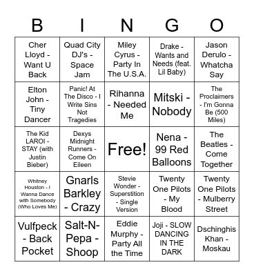 8 Bar Bingo Card