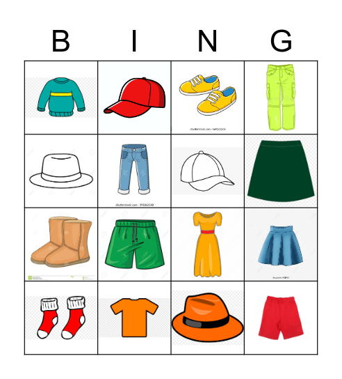Happy street clothes Bingo Card