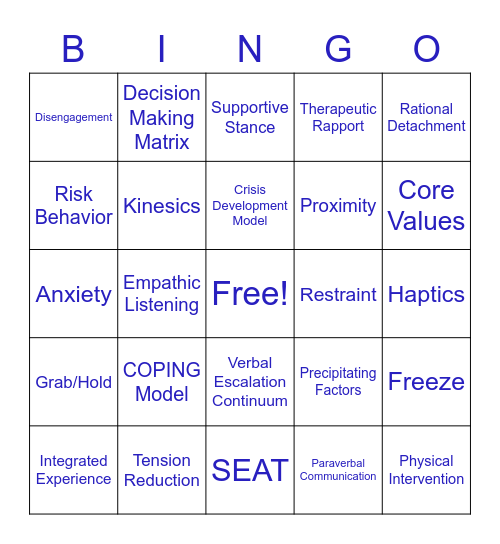 NVCI Terms BINGO Card