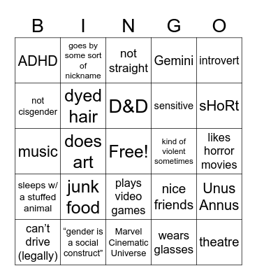 How similar are you to Squiggs? Bingo Card