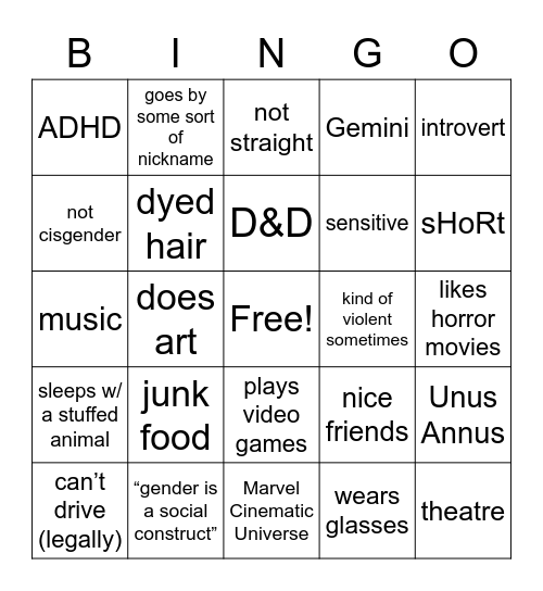 How similar are you to Squiggs? Bingo Card