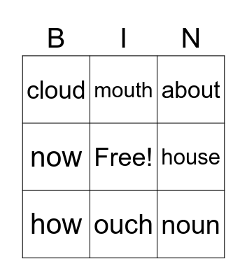 ou/ow bingo Card