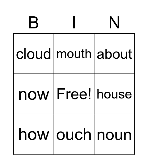 ou/ow bingo Card