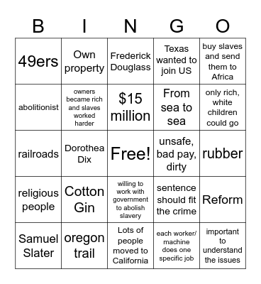 Reform In America Bingo Card