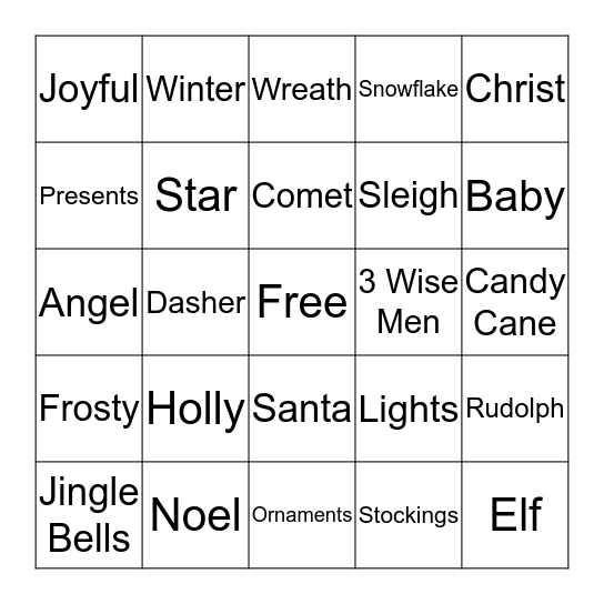 Christmas Bingo Card