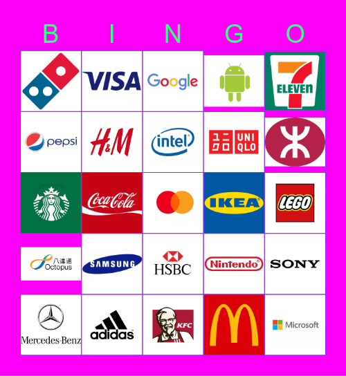 Famous Brands/Logos in HK Bingo Card