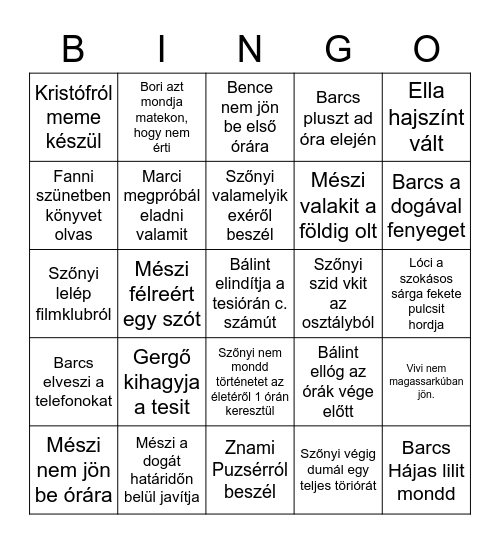 Suli Bingop Bingo Card