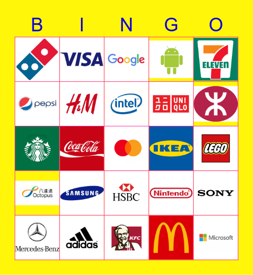 Famous Brands/Logos in HK Bingo Card