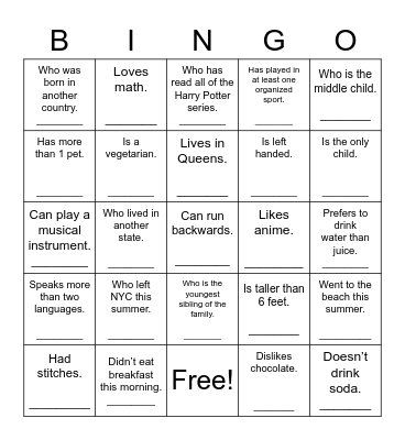 Find Someone Who... Bingo Card