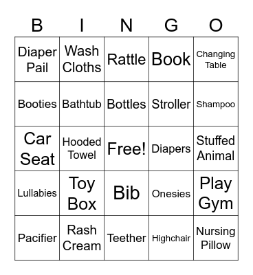 Baby Bingo Card