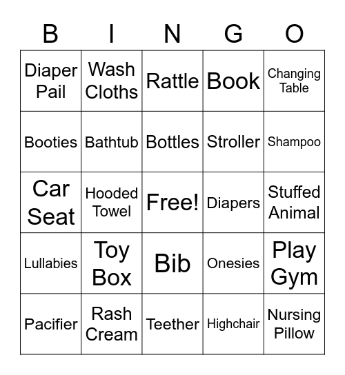 Baby Bingo Card