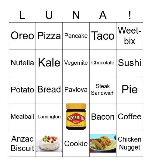 National food days Bingo Card