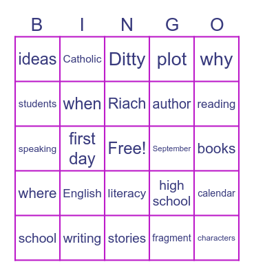 Sam's B-day Bingo Card