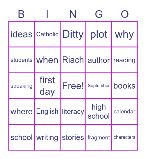 Sam's B-day Bingo Card