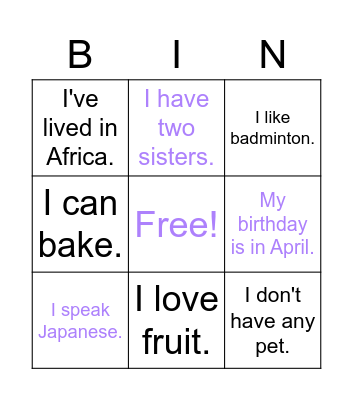 Nice to Meet You Bingo Card