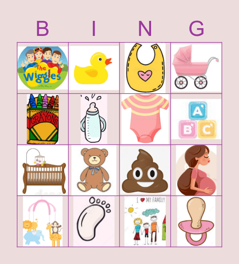 Jessica's Baby BINGO! Bingo Card