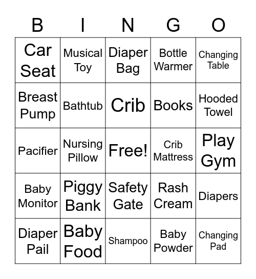 Baby Bingo Card