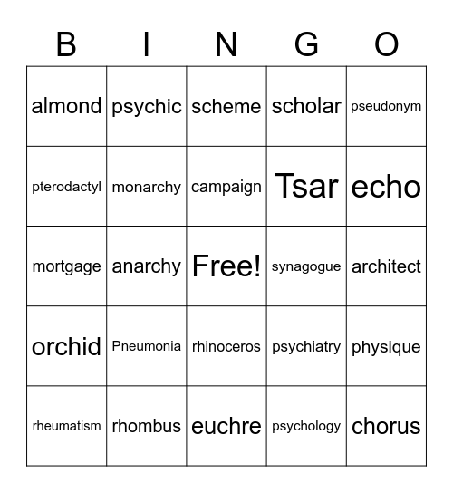 September Baker Bingo Card