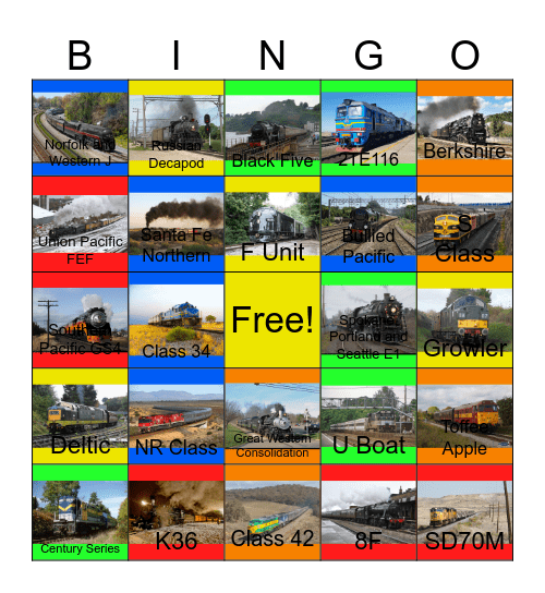 Great Railway Journeys of the World Bingo Card