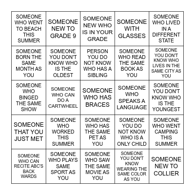 MCS SCAVENGER HUNT Bingo Card