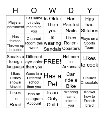 Find Someone Who... Bingo Card