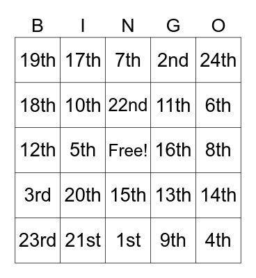MVSU Constitution Day Bingo Card