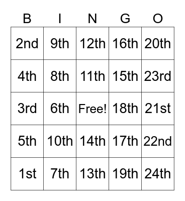 MVSU Constitution Day Bingo Card