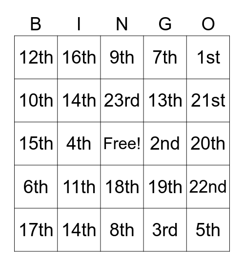 MVSU Constitution Day Bingo Card