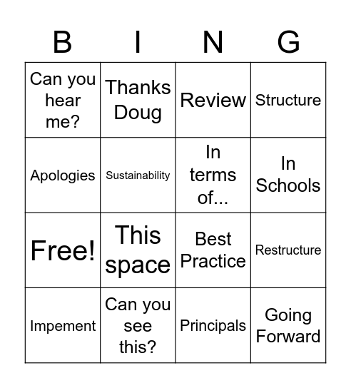 Restructure Bingo Card