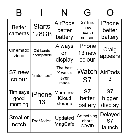 California Streaming Bingo Card