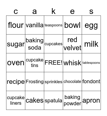 Cambri's Cakes Bingo  Bingo Card