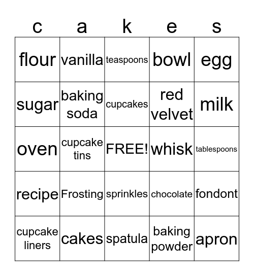 Cambri's Cakes Bingo  Bingo Card