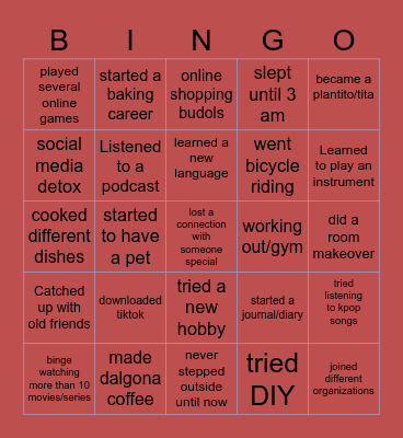 PMS BINGO PANDEMIC VER Bingo Card