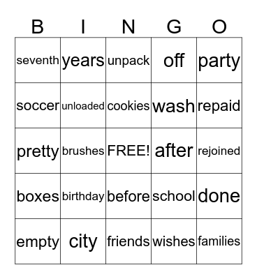 The New Friend Bingo Card