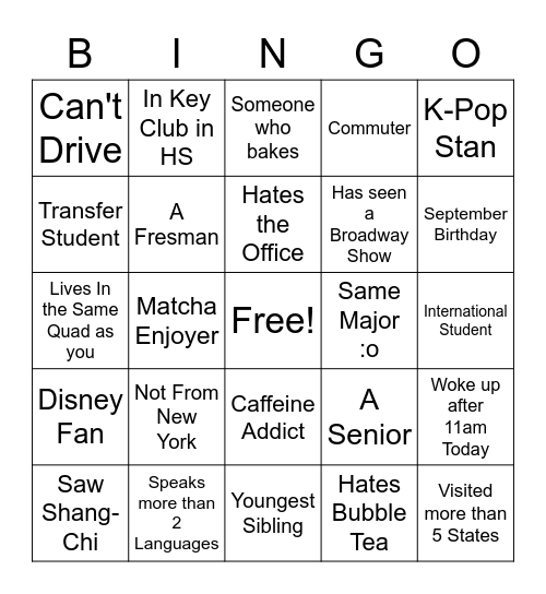 CKI ICEBREAKER BINGO Card