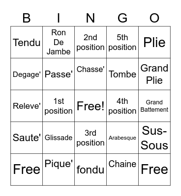 Mrs.Akers Ballet Bingo Card