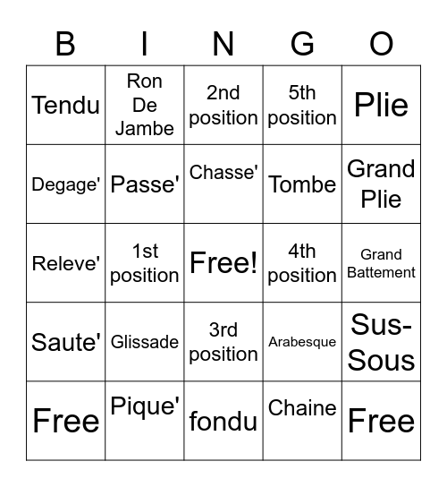 Mrs.Akers Ballet Bingo Card