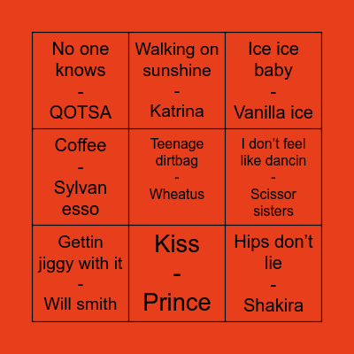 Music Bingo Card