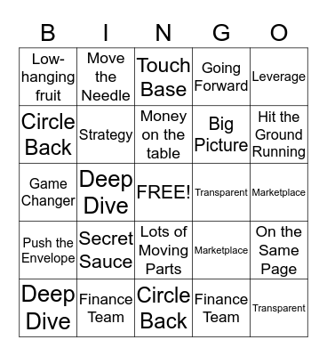 Emily's Buzzword Bingo Card