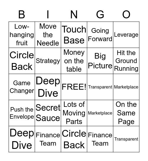 Emily's Buzzword Bingo Card