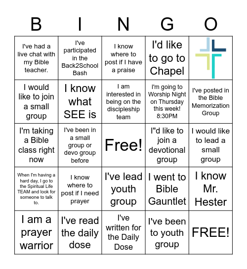 Spiritual Life @ NSA Bingo Card