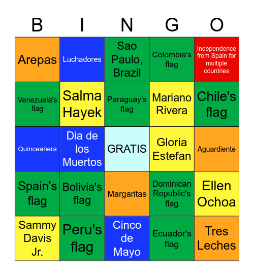 Hispanic Heritage Month Bingo Card