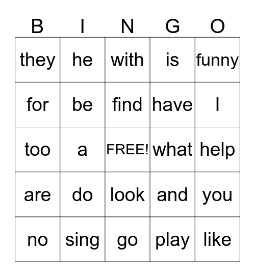 Lesson 3 Bingo Card