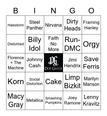 v33  COVER SONGS Bingo Card