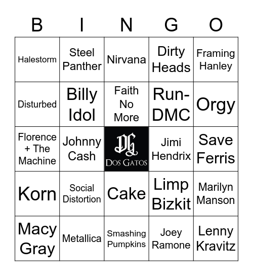 v33  COVER SONGS Bingo Card