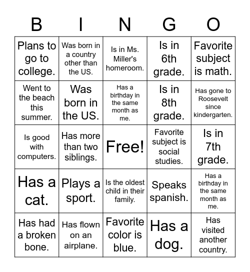 CO-OPS Bingo Card