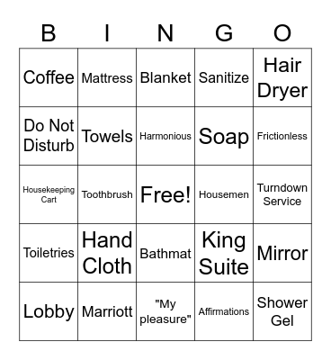 AC Hotel at Liberty Center - Housekeeping Bingo Card