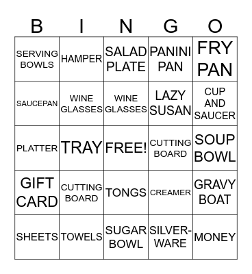 Randy and Tina's Bingo Card