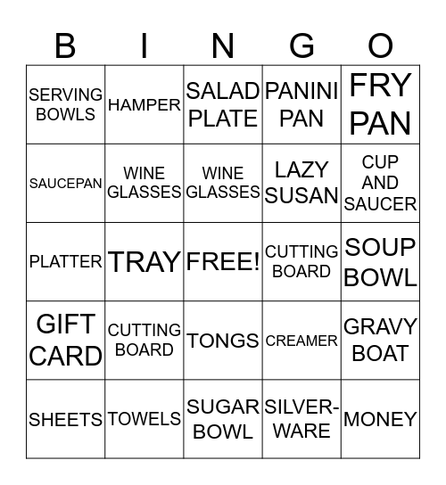 Randy and Tina's Bingo Card