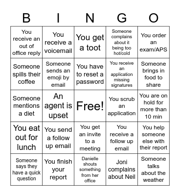 Simplicity Bingo Card